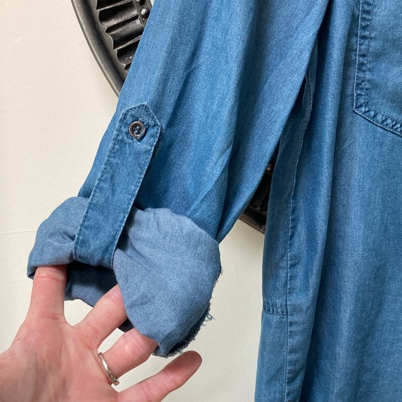 Denim Button Front Shirt Oversized XS - Picture 7 of 8